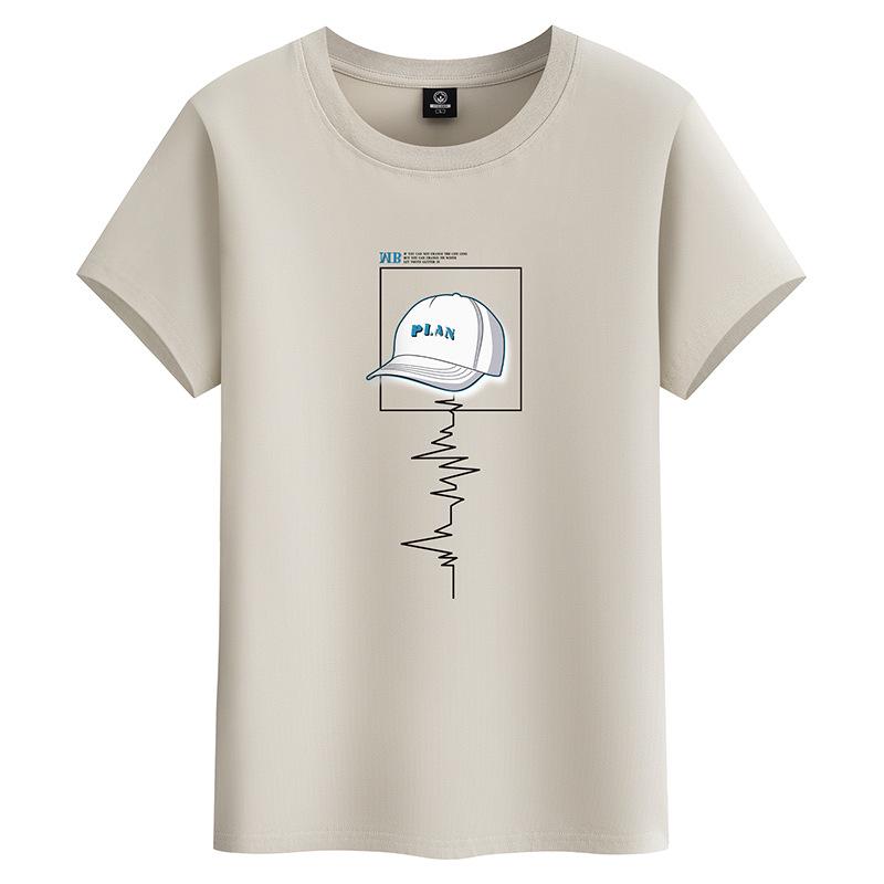 2024 Мужская молодежная футболка свободного кроя из хлопка с коротким рукавом