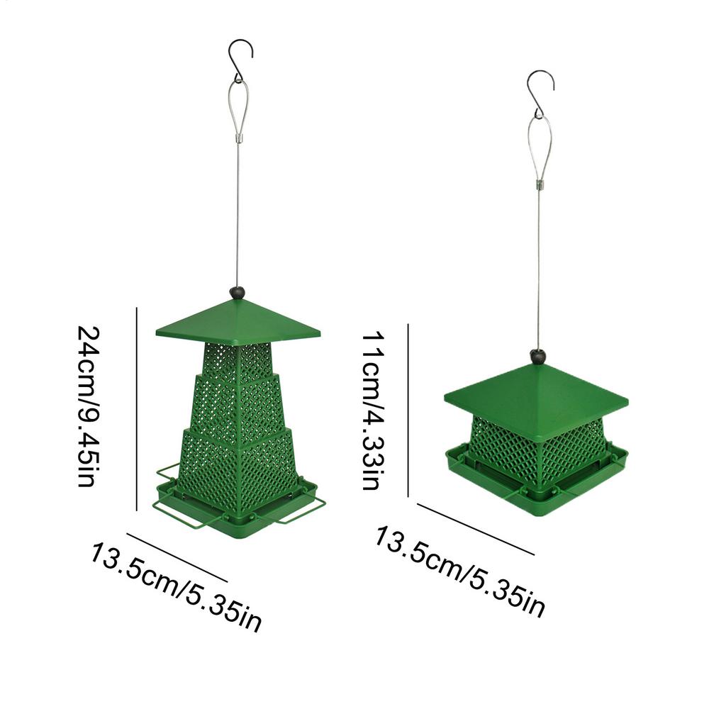 Wild Bird Feeders with Square Tray Squirrel-proof Large Bird Feeder Outdoor Decorations for Hummingbird Chickadee Garden Yard