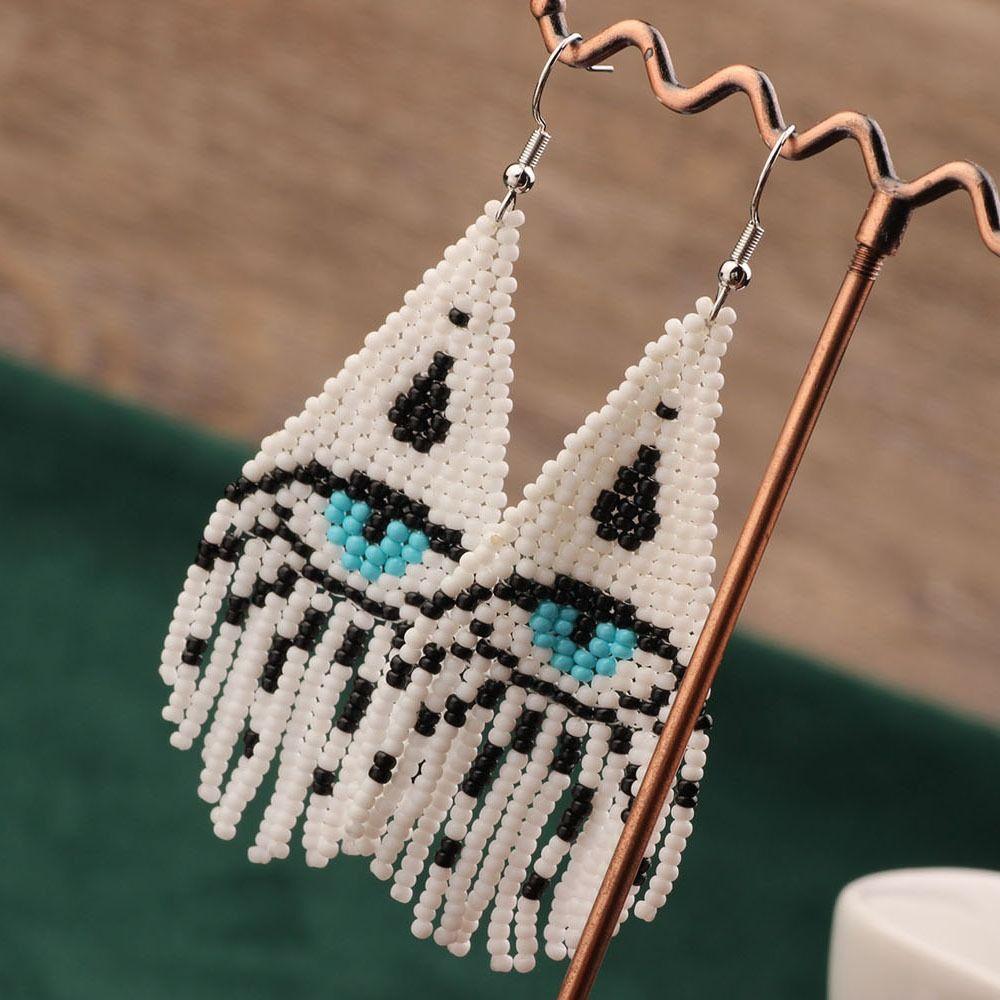 Серьги-подвески с кисточками в национальном стиле, бисерные украшения в виде маленьких бусин, висячие серьги-подвески на пляже