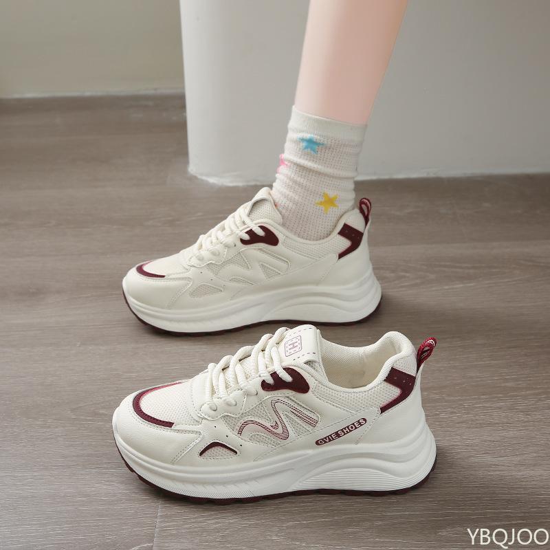 Мода Модные легкие женские туфли весна новая универсальная шнуровка толстая подошва повседневные удобные женские спортивные туфли