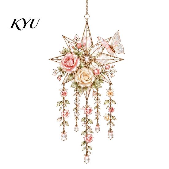 Wind Chimes for Porch Acrylic Flower & Sun/Moon Chimes, Window Hanging Suncatcher Rustic Decor Living Room Balcony, Decorative Pendant Home