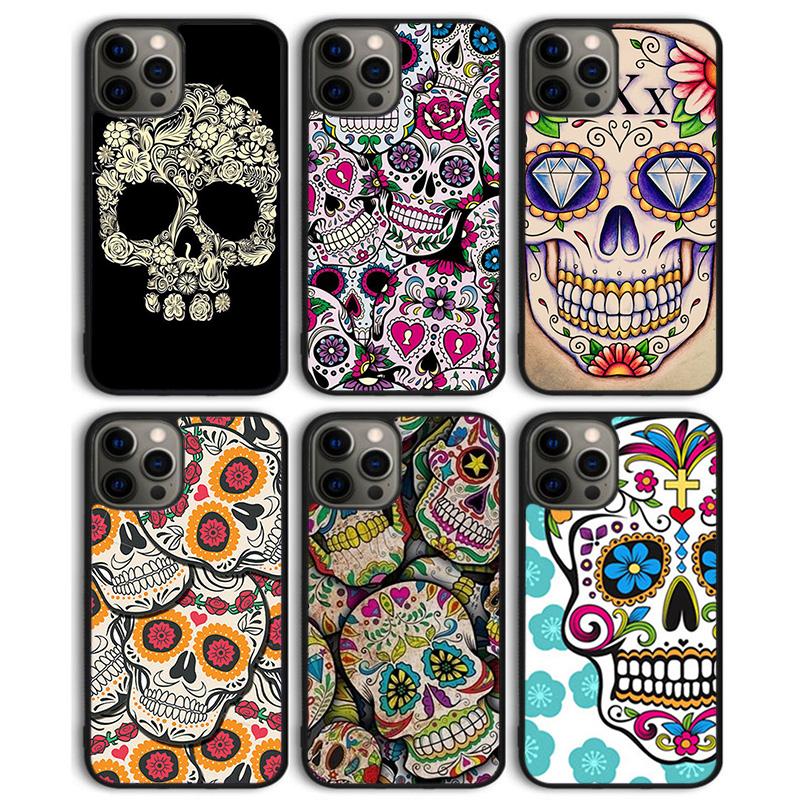 Mexican Skull Flower Phone Case Back Cover for iPhone 18 17 Air 16 15 14 13 11 12 Pro Max Plus Shell Coque