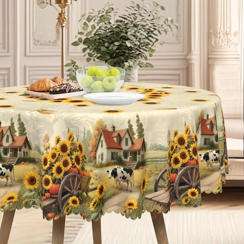 Пастольная скатерть с подсолнухами для стола, Водонепроницаемая и маслостойкая скатерть с принтом, для повседневного использования, Прямоугольная скатерть для дома