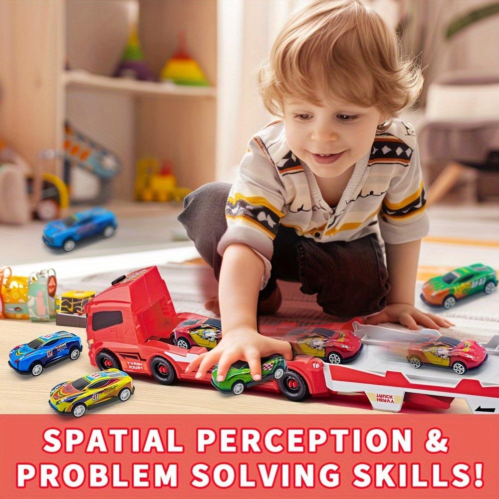 Новый Запуск Эвакуатор Машина Детская Игрушка, Набор из 6 Маленьких Машинок, Супер Длинный Размер 35,4 дюйма, Развивает Навыки Организации и Мелкую Моторику, Подарок.