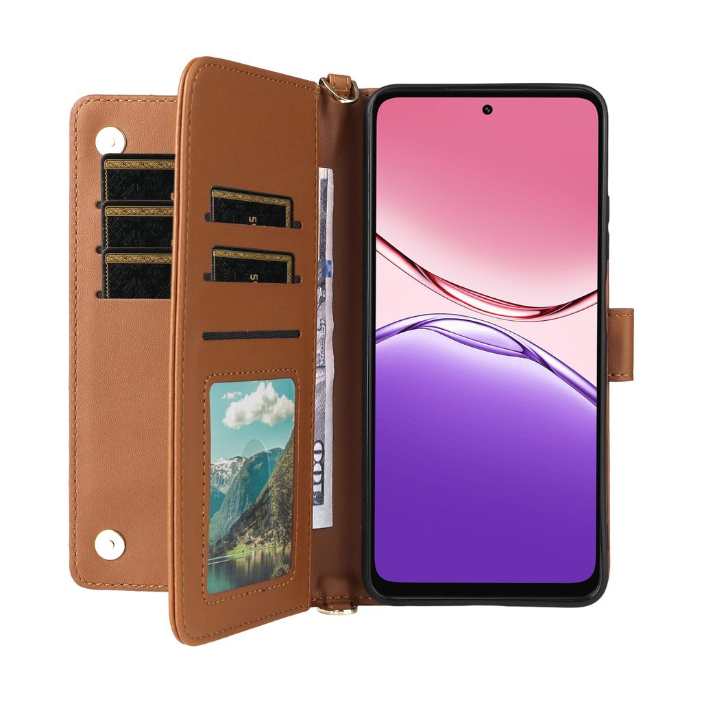 Для Oppo A5x 5G/4G Чехол с плечевым/наручным ремешком Кожаный чехол для телефона Подставка Кошелек