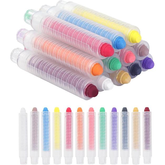 Dustless Chalk, Colored Chalk, for Painting, Blackboard Writing, Office 12 Pcs Color 1