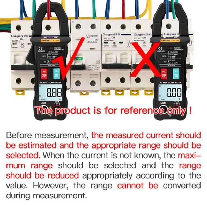 Professional ANENG ST170 Clamp Meter 1999 Counts Digital Multimeter 500A AC/DC Voltage Current NCV Resistance Tester with Free B20Test Pen Non-contact