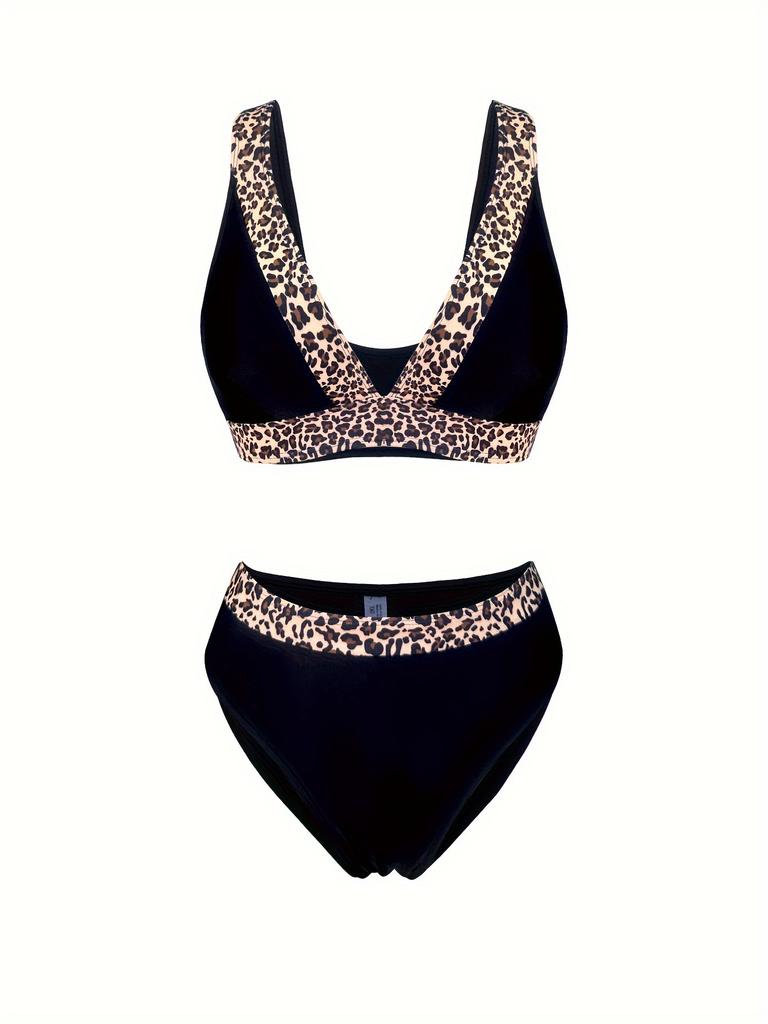 Cross-border Split Swimsuit Two-piece Leopard Print Bikini European and American Foreign Trade Swimwear Factory Supply Wholesale