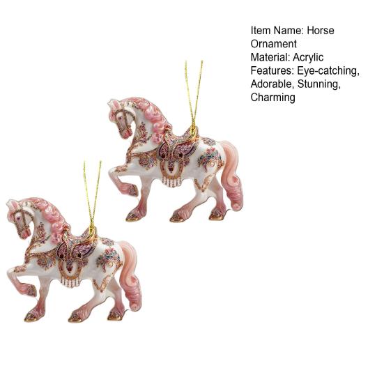2 шт. Лошадь Рождественское украшение Акриловые Блестящие Стразы Лошадь Подвесное украшение 2D