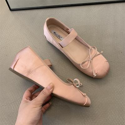 Туфли на плоской подошве с бантом, женские балетки, балетки с квадратным носком, ленивые мокасины, мокасины, женская повседневная удобная обувь 2024
