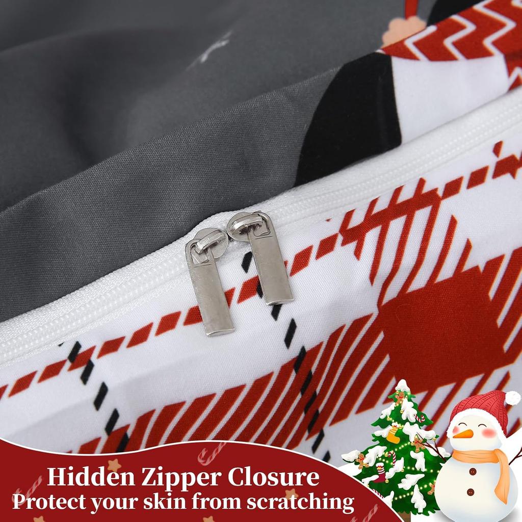 Рождественский комплект пододеяльника 3 предмета Пингвин Снежинки Елка Постельное белье Серый Реверсивный Плед Комплект одеяла