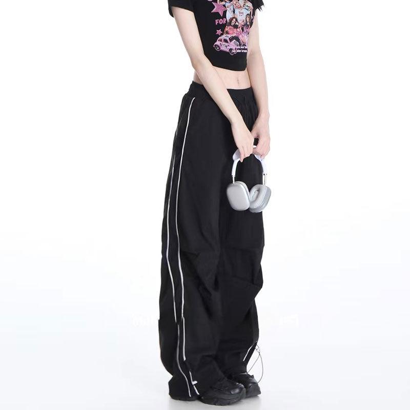 Летние тонкие быстросохнущие широкие прямые свободные повседневные брюки-карго в американском стиле парашюты для джаза и уличных танцев - Модная трендовая одежда
