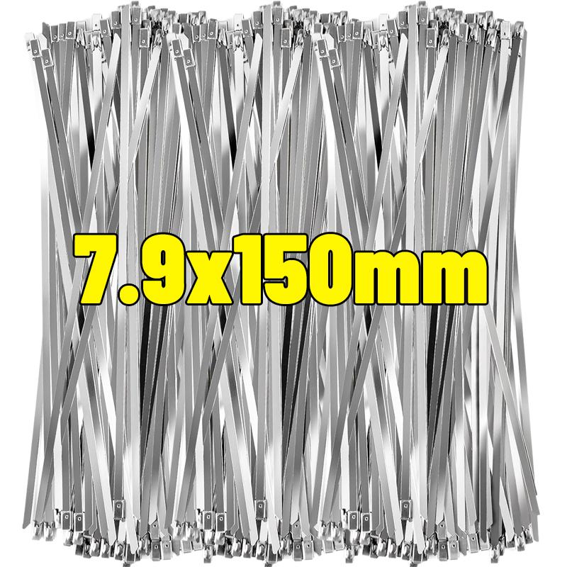 Stainless Steel Cable Ties Heavy Duty Self Locking Metal Zip Ties Fastening Rings Straps Binding Tie for Exhaust Machinery Fence