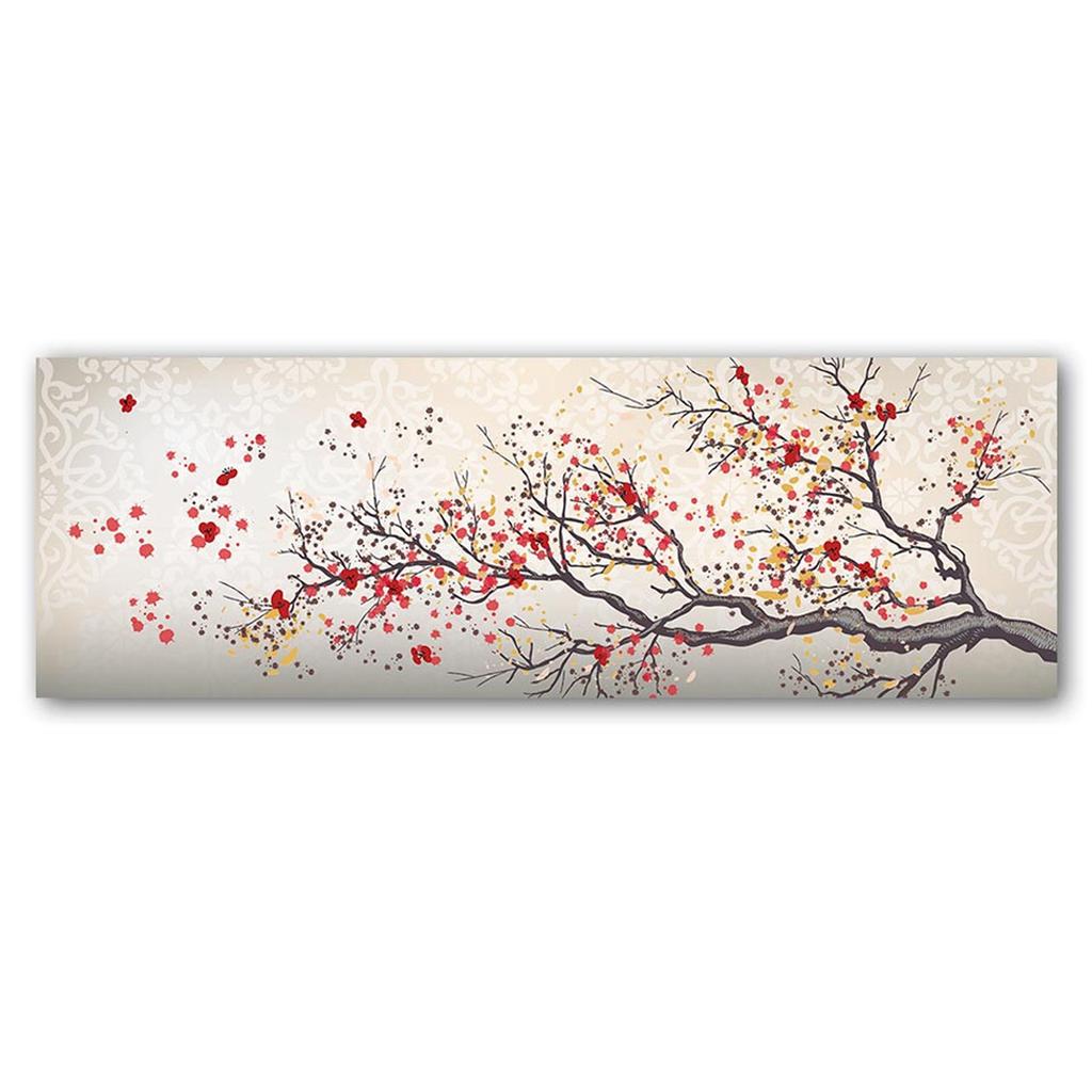 Les Trésors De Lily [A2325] - Taupe Red 'Estampe Florale' Vegetable Star Canvas - 90x30 Cm