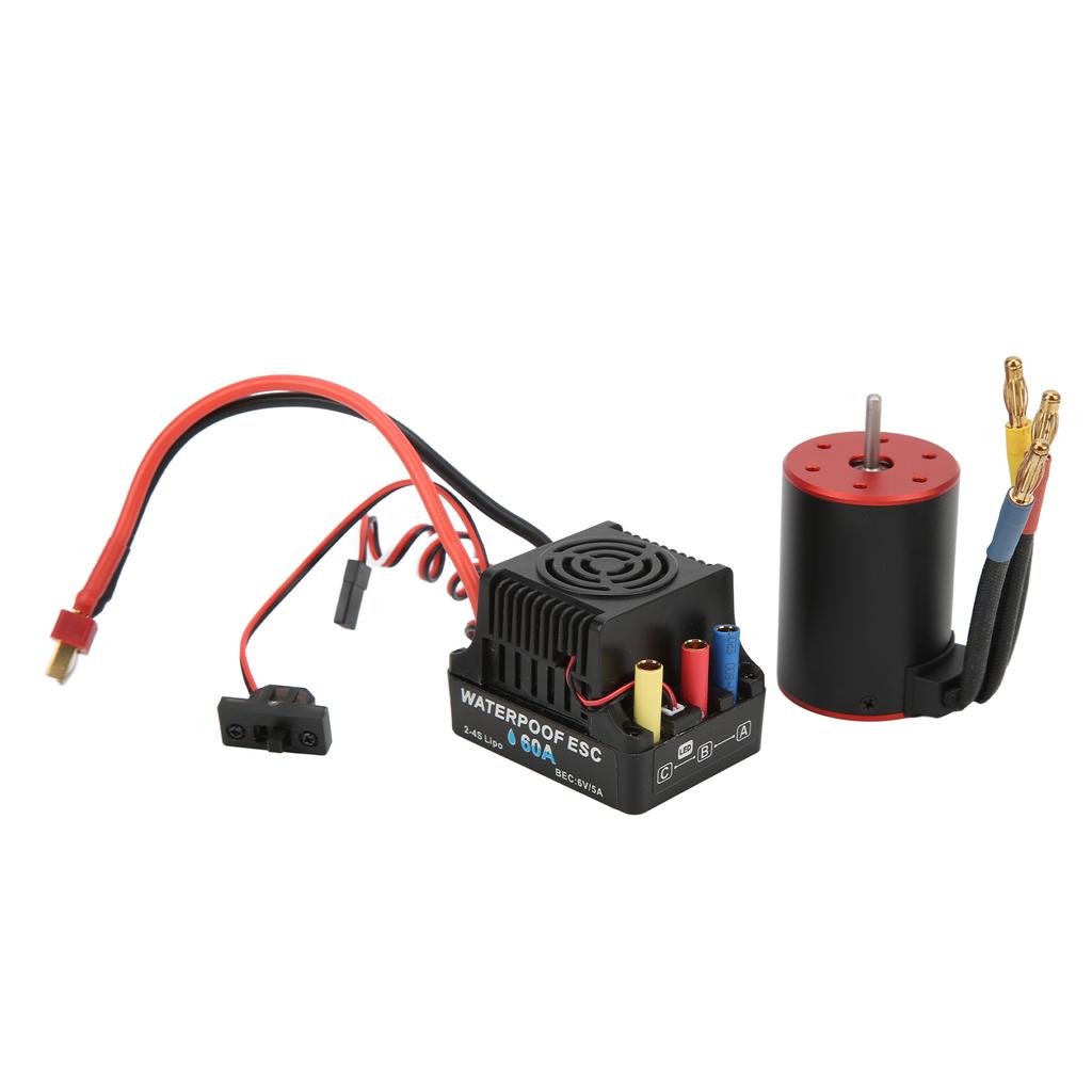 3650 3100KV Brushless Motor with 60A ESC Electric Governor Short Line for 1 8 1 10 RC Car
