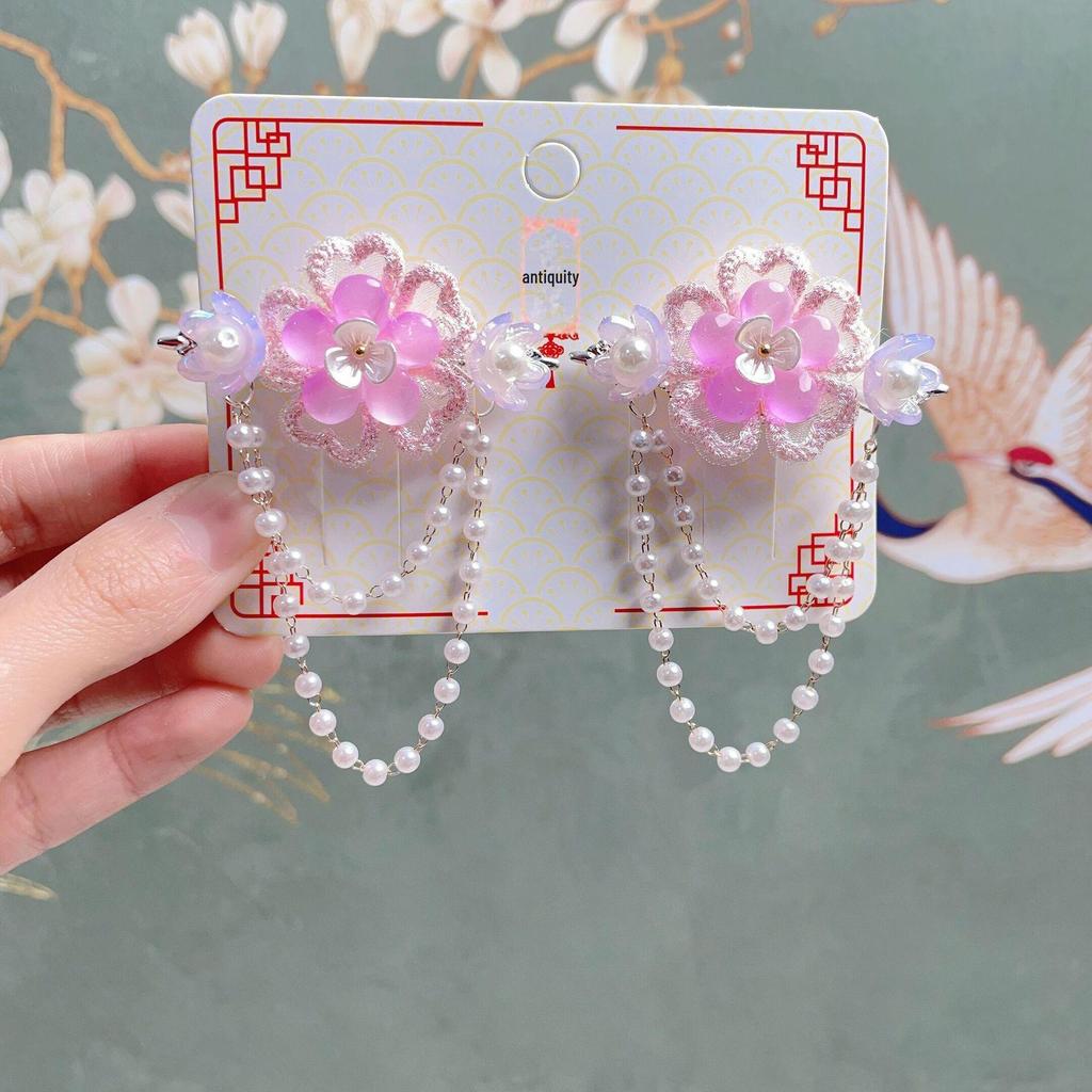 Hanchen Chinese Fairy Flower Hair Clip: Traditional Style Hanfu Headdress for Girls