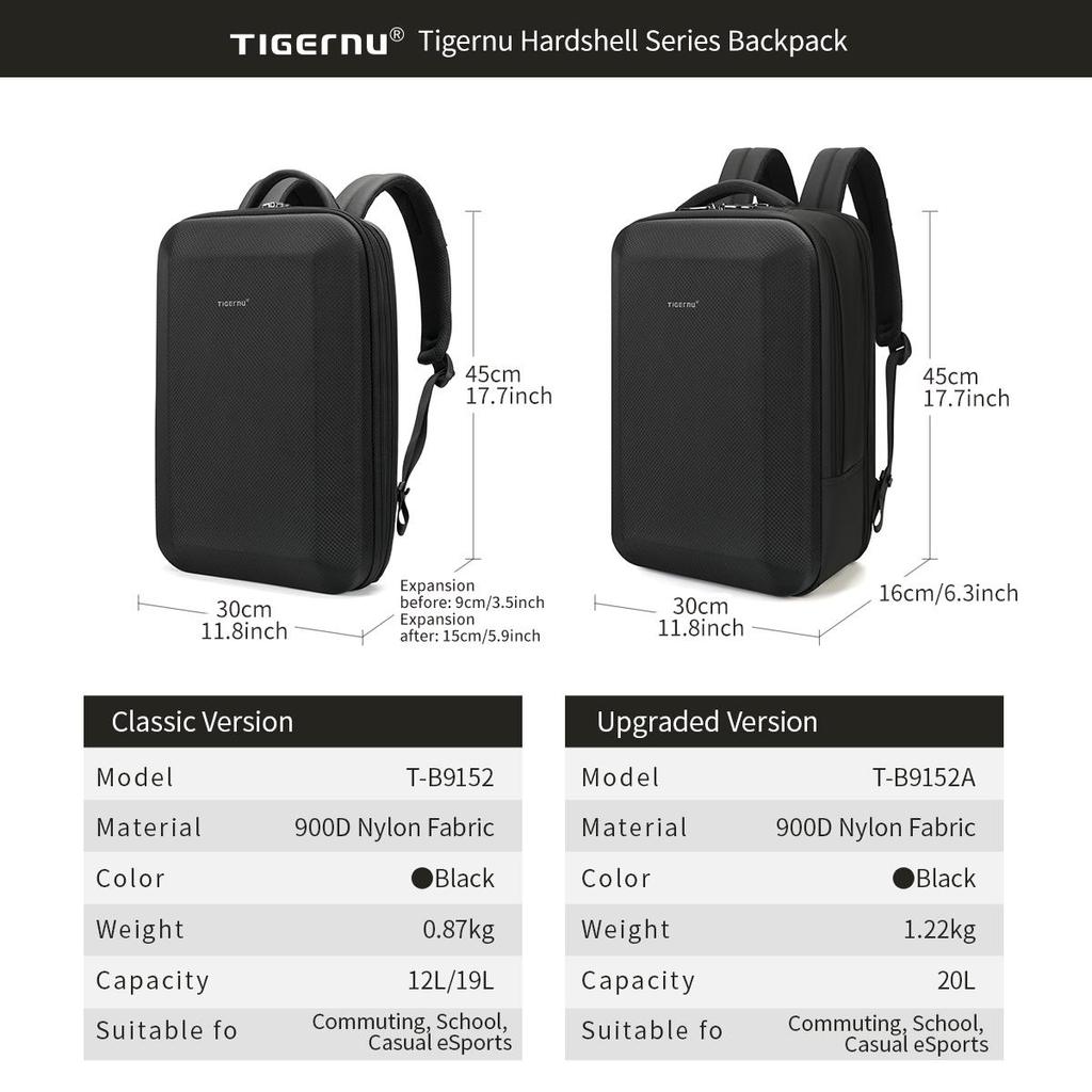 Tigernu Business Men Backpack 15.6 Inch Expandable Laptop Thin Male Backpack Fashion Anti-theft Pack Bag For Teenager