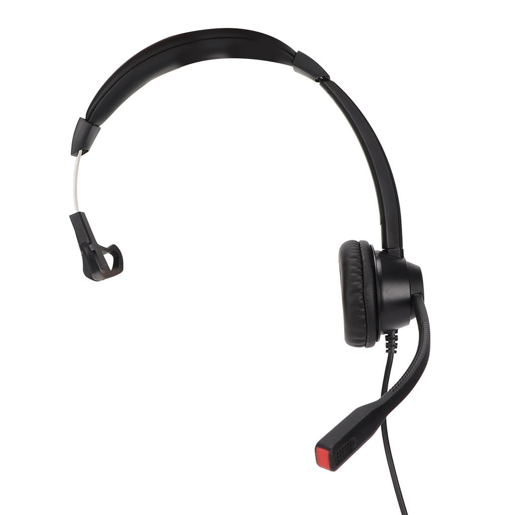 Monaural Customer Service Headset Volume Adjustment Single Sided Ear Headphone with Noise Cancelling Mic
