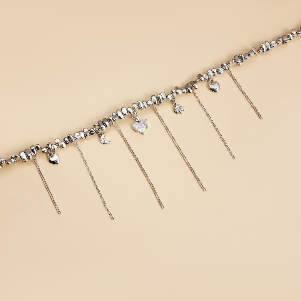 Accessories Love Zircon Double Chain Pendant Crystal Glass Beaded Necklace Festivals Gift