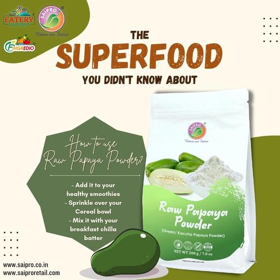 SAIPRO Nature our Future Eatery Harvest Сырой порошок папайи 500 г Полезно для еды | Отличный тендеризатор, смягчитель мяса и котлет, натуральный