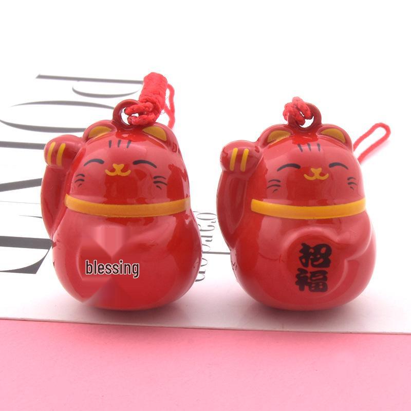 Японский расписной Манеки-нэко Водяной колокольчик - Улыбающийся Кот Удачи Брелок для телефона