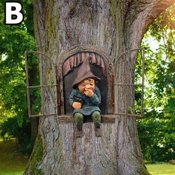 3D украшение в виде гнома, статуя гнома в саду, украшение интерьера, настенные украшения, уличный сад, подвеска в виде дерева