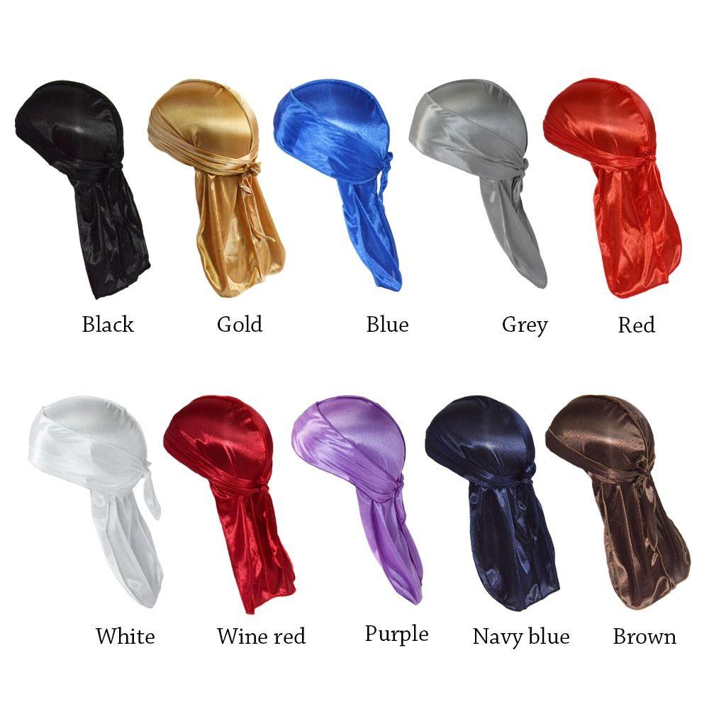 Тонкая бандана эластичный тюрбан хиджаб регулируемый шелковый дюраг мужской женский