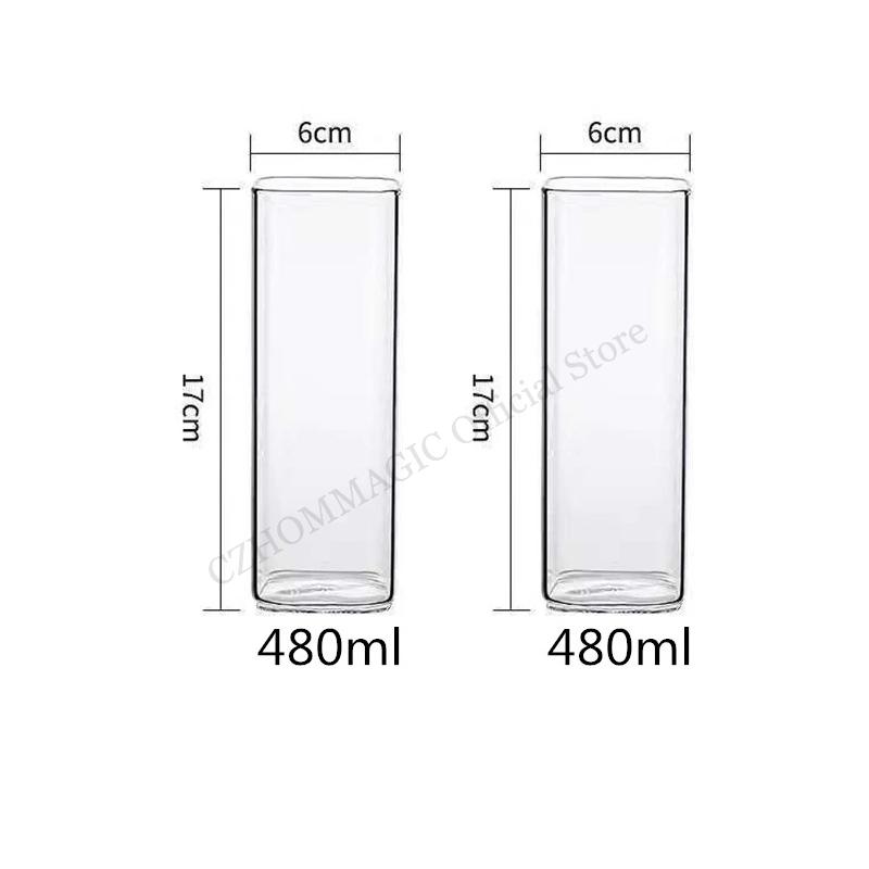 6/4/2/1Pcs Square Glass Cup Coffee Mug Heat-Resistant Water Cups Transparent Tea Mug Cup for Drinking Milk Beertea Juice Dessert