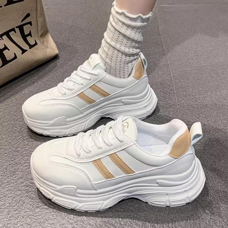 Женские белые туфли на толстой подошве, весенние повседневные туфли с увеличением роста, универсальные и легкие спортивные туфли