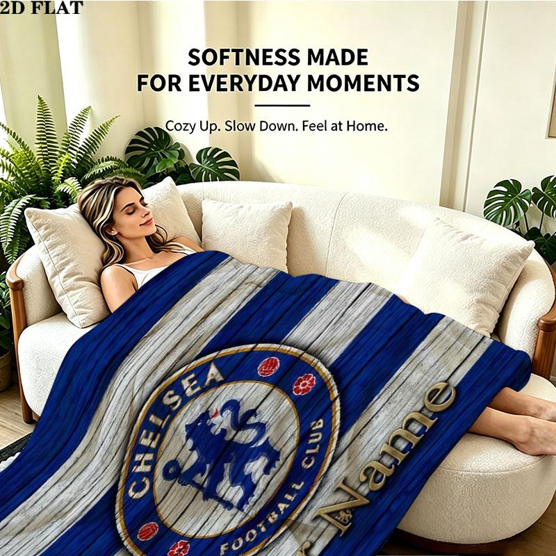 1PC Chelsea F Custom Name Patterned Flannel Blanket Suitable For All Seasons for Home Decor Warmth and Comfort Gifts Holiday Present