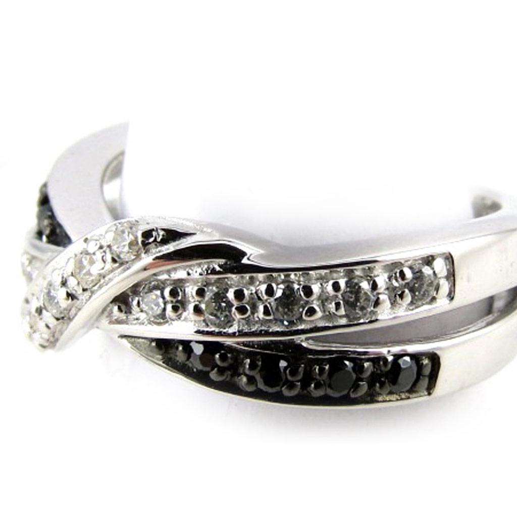 Silver Ring 'Sissi' Black White