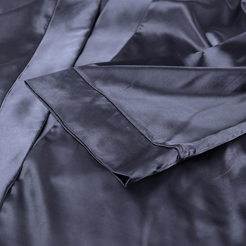 Осенний атласный длинный рукав кардиган галстук халат комплект женский домашний свободные длинные брюки пижамный костюм