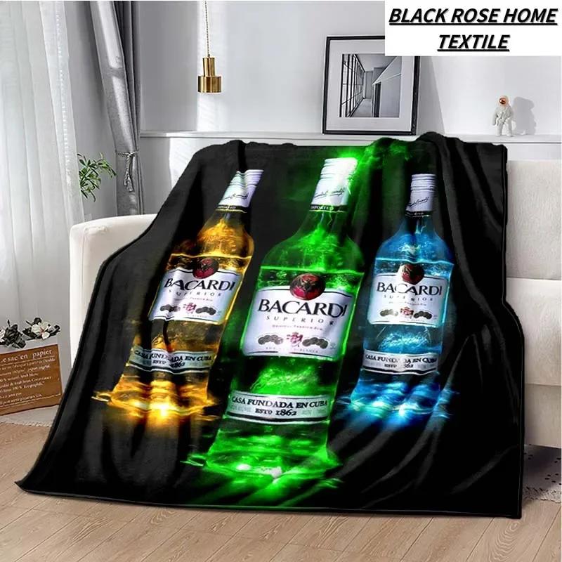 Fashionable Art Print Bacardi Rum Logo Blanket Family Bedroom Bed Sheet Outdoor Car Travel Camping Picnic Plush Sleeping Blanket