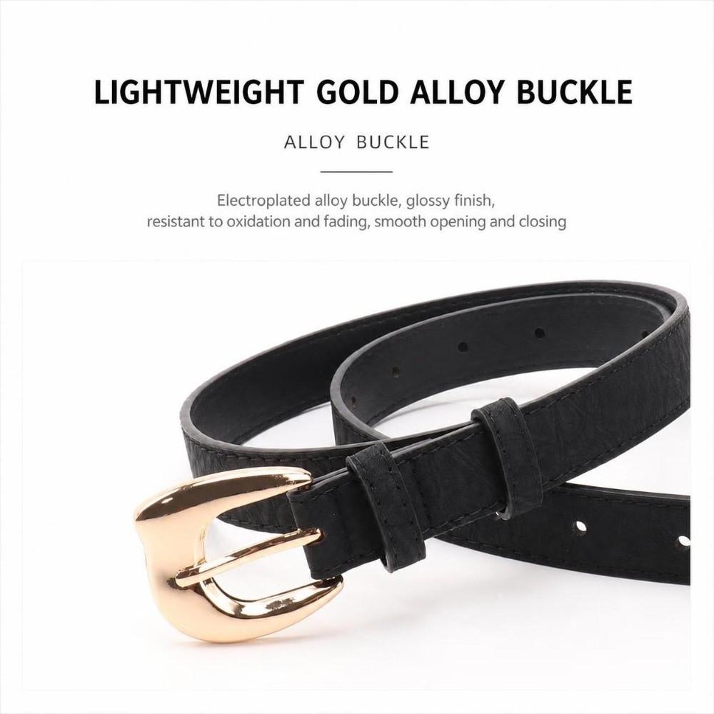 Pin Buckle Closure PU Leather Belt Gold Alloy Buckle Fashion Ladies Belt For Women