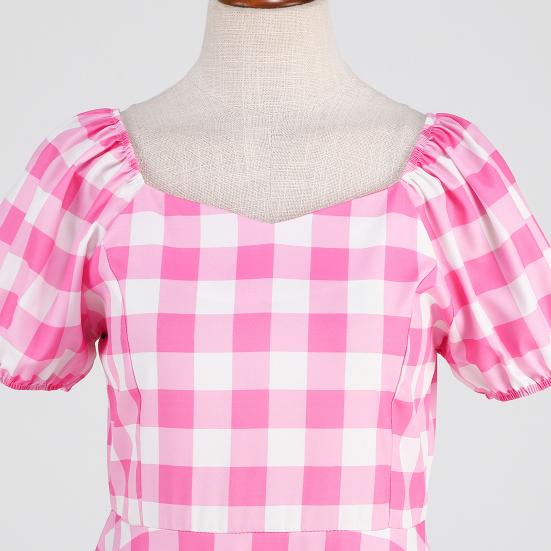 Женское платье трапециевидной формы в стиле ретро, ​​большие качели, облегающее, с высокой талией, с короткими рукавами, с V-образным вырезом, в клетку, с принтом в горошек, на шнуровке, с узкой талией, вечерние, свадебное, выпускное платье