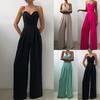 Fashion Choice Ladies Jumpsuit Wide Leg High Waist Deep V Neck Backless Sling Jumpsuit for Banquet