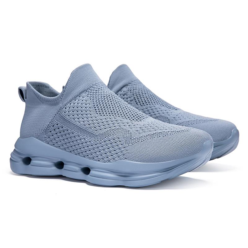 Women's Blue Black Khaki Sport Shoes Men Casual Lightweight Slip on Walking Socks Shoes Couple Jogging Sneakers