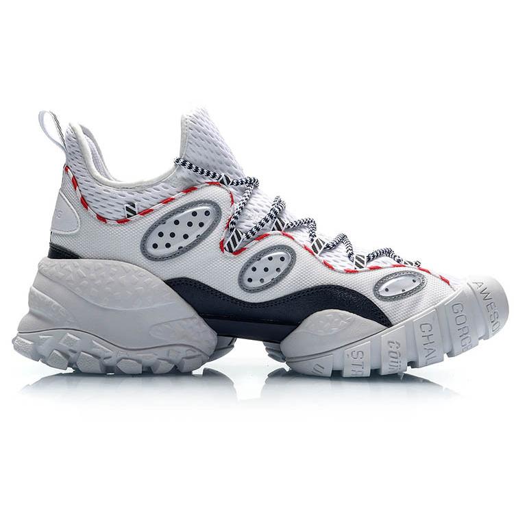 Li Ning CF Countflow Monster Eye Средние износостойкие дышащие кроссовки на средней подошве Винтажные баскетбольные кроссовки Мужские Белый Красный AGLP135-3