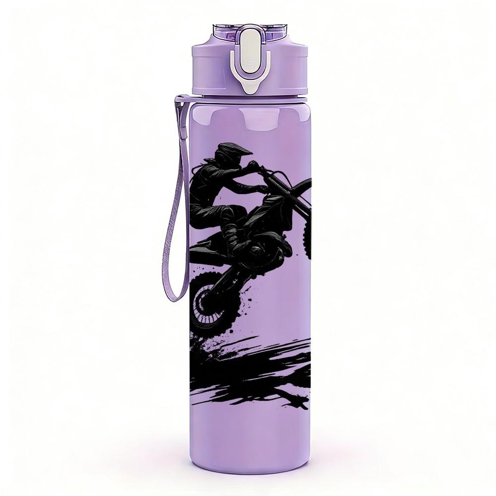 1PC Dirt Bike Motocross Rider Print 750ml Color Plastic Sports Water Bottle Leakproof Flip Straw Lid Suitable for Sports Office Home Use