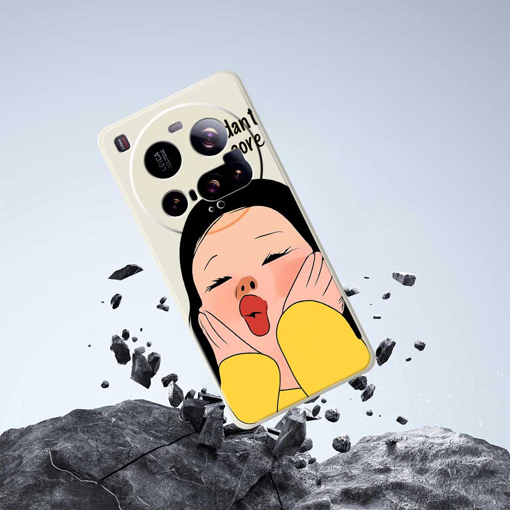 For Xiaomi 15 Ultra Case Girl Holding Face Pattern Printing Straight Edge TPU Phone Back Cover