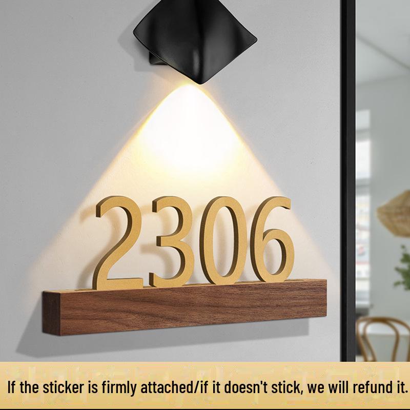 Креативная табличка с номером дома из цельного дерева и акрила — без перфорации, легкая роскошь для жилых домов и отелей