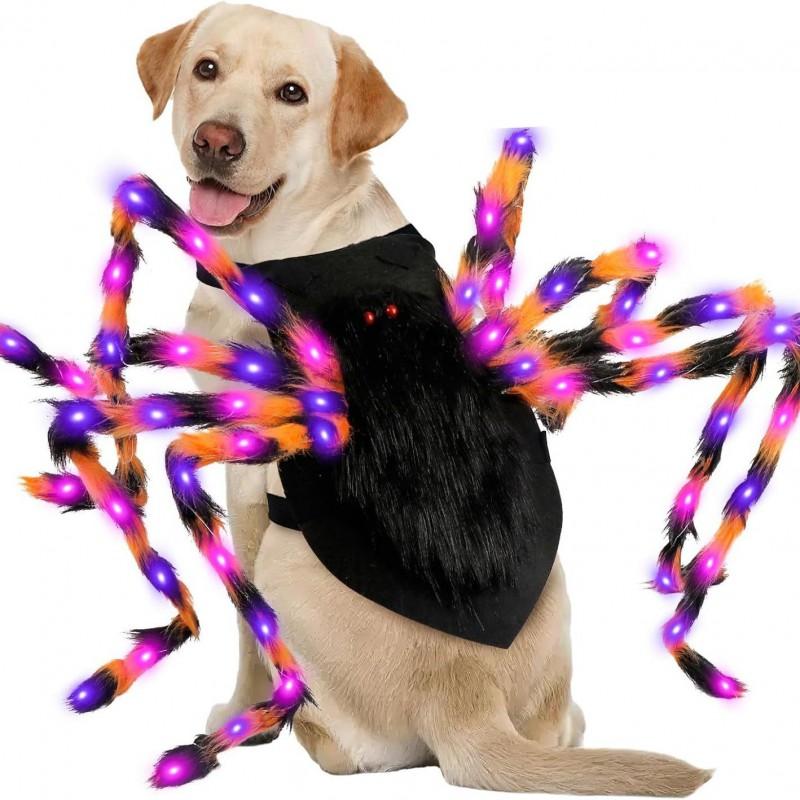Glowing Spider Pet Costume Harness Halloween Cosplay Dog Cat Dress Up Accessory