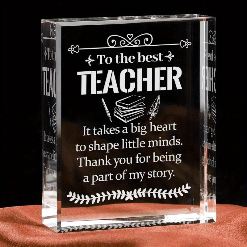 Gifts for Teacher, Appreciation Gifts for Teacher, Engraved Crystal Plaque Thank You Gifts for Best Teacher, Thank You Teacher