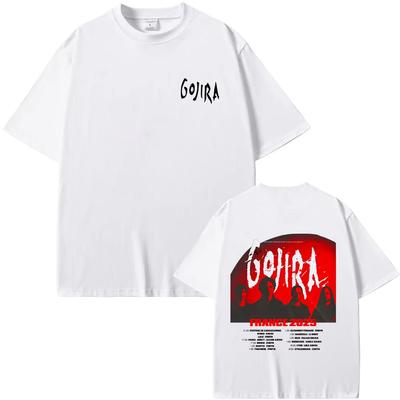 Металлическая группа Gojira Тур по Франции Футболка Мужчины Женщины Одежда Готика Рок Оверсайз Футболка Мужская Повседневная Хлопок Винтажные Футболки