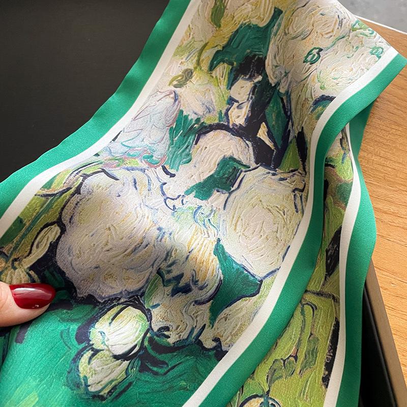 Floral Print Neckerchief Hair Bands Scarf for Women Fashion Headbands Small Neck Scarves 15x75cm