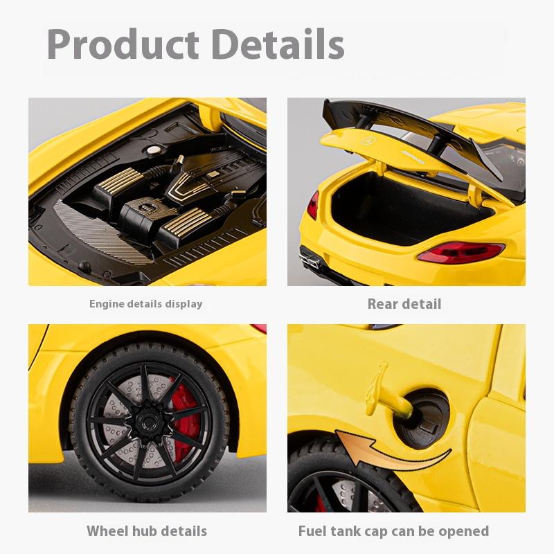 1/24 Литой из сплава Спортивный автомобиль Benz SLS-AMG Модель Коллекционные украшения для детей Игрушечная машинка Подарок на праздник для мальчиков Подарок на день рождения