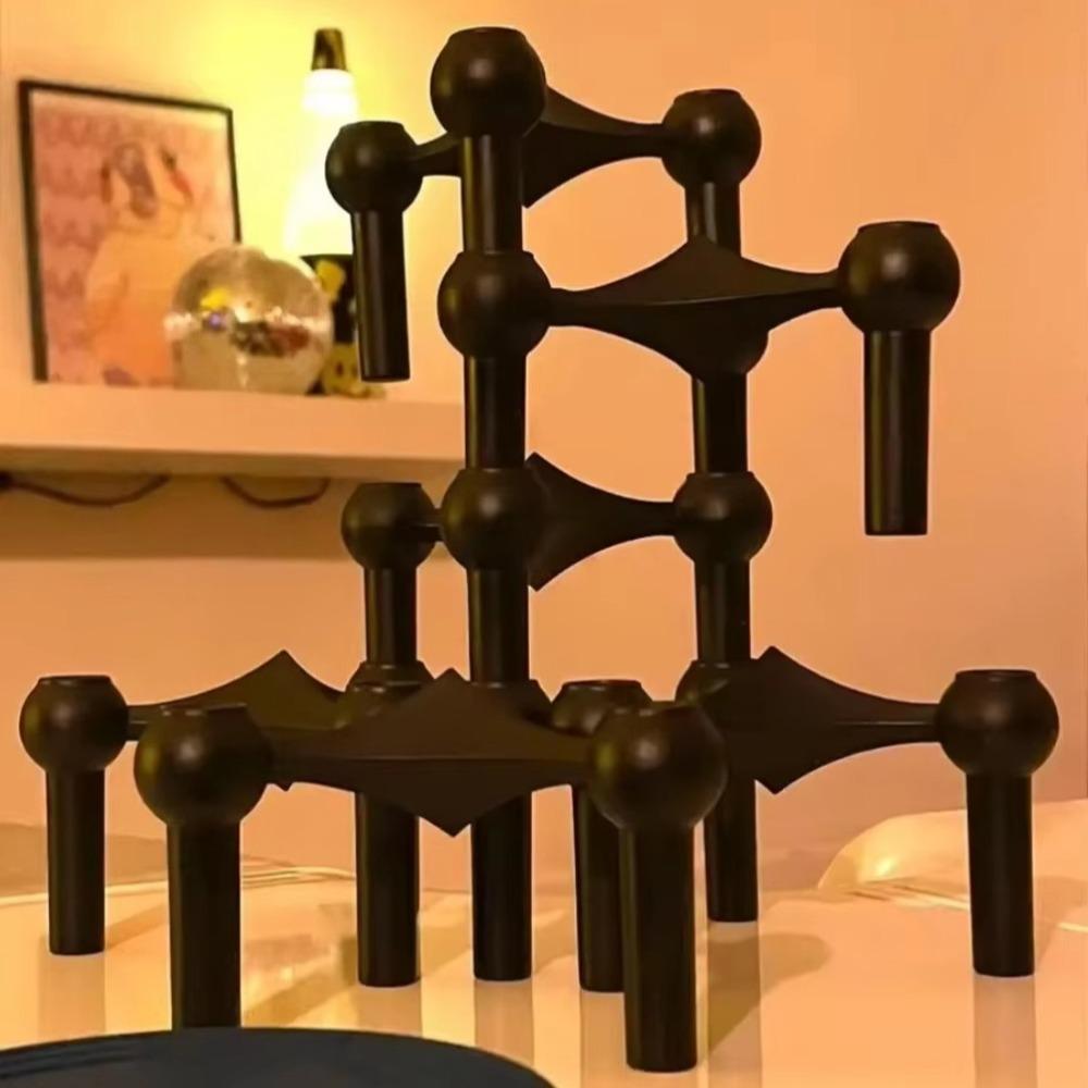 Metal Molecular Structure Candle Holder Nordic Triangle Candlestick Home Decore Candelabra  Gift