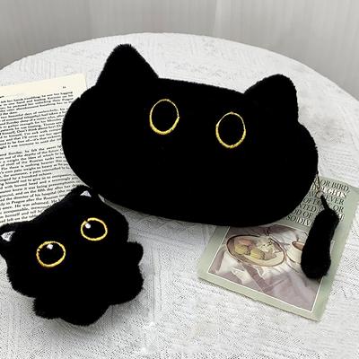 Милый черный кот плюшевый пенал мультяшное животное кукла ручка сумка большая емкость канцелярская сумка для хранения школьные принадлежности косметичка