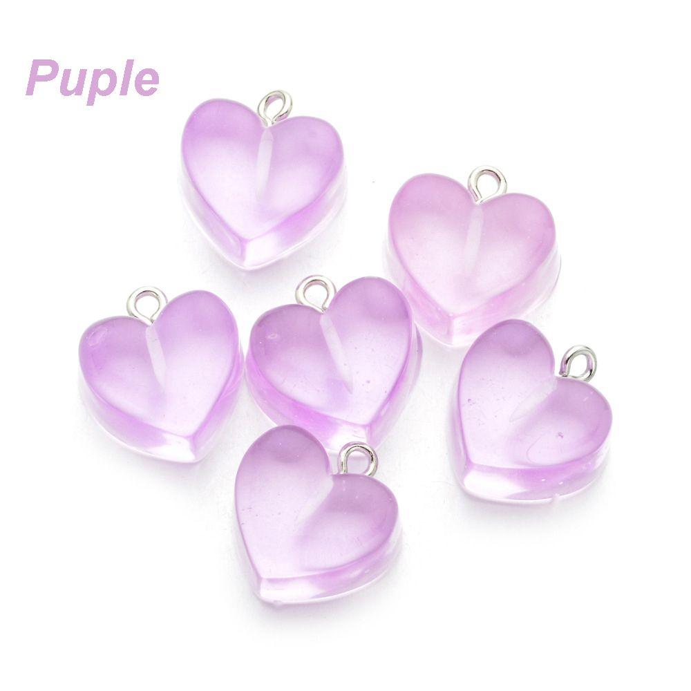 Handmade Earrings Jewelry Making Keychain Pendant Resin Heart Charms Candy Color Necklace Crafting