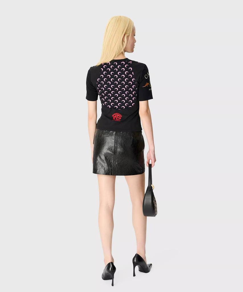 MARINE SERRE (W) Glossy Moon Leather Mini Skirt Black Glossy Moon Leather Mini Skirt Bk99 Black
